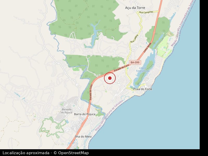 Mapa aproximado — Área de 1,8 ha em Reserva Sapiranga