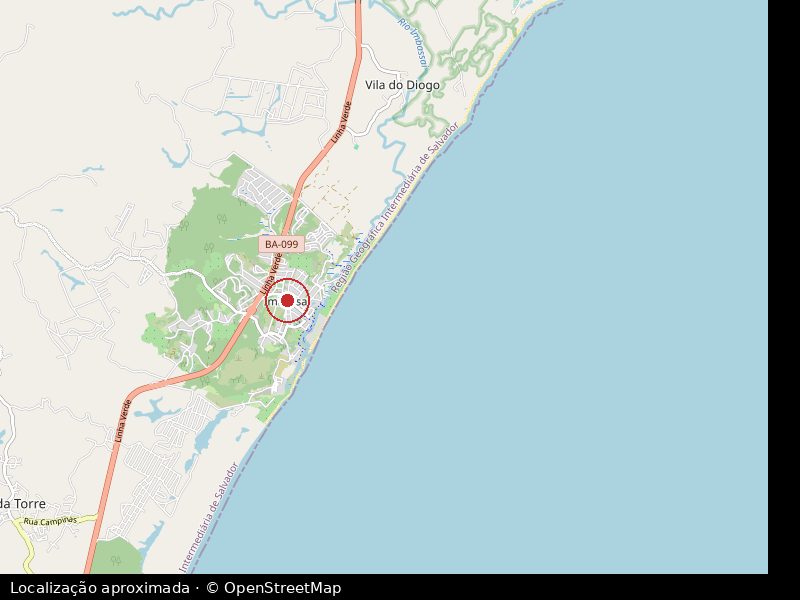 Mapa aproximado — Área de 2.003 m² em Imbassaí