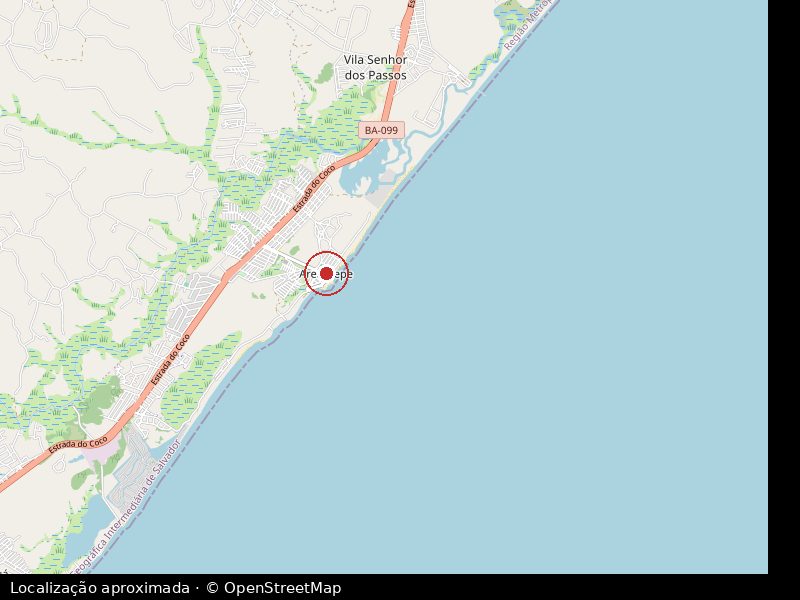 Mapa aproximado — Área de 49 ha em Arembepe