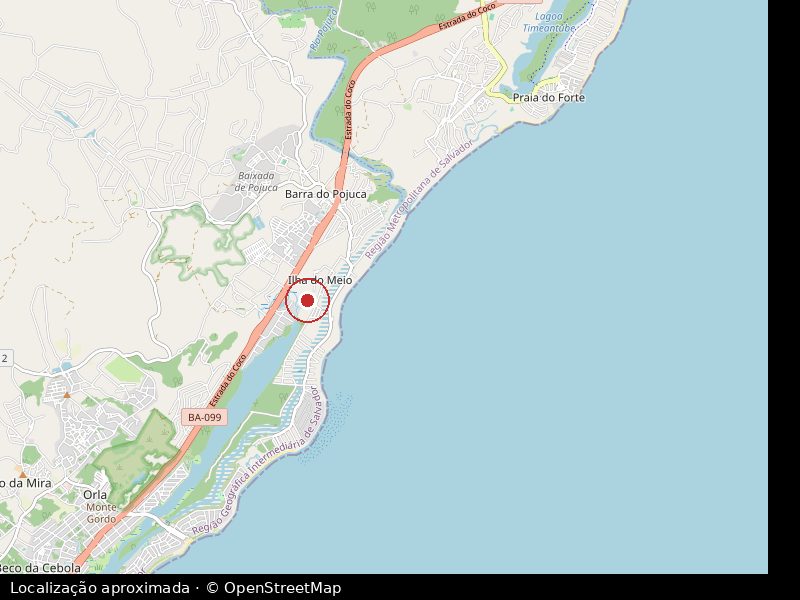 Mapa aproximado — Área de 5.417 m² em Itacimirim