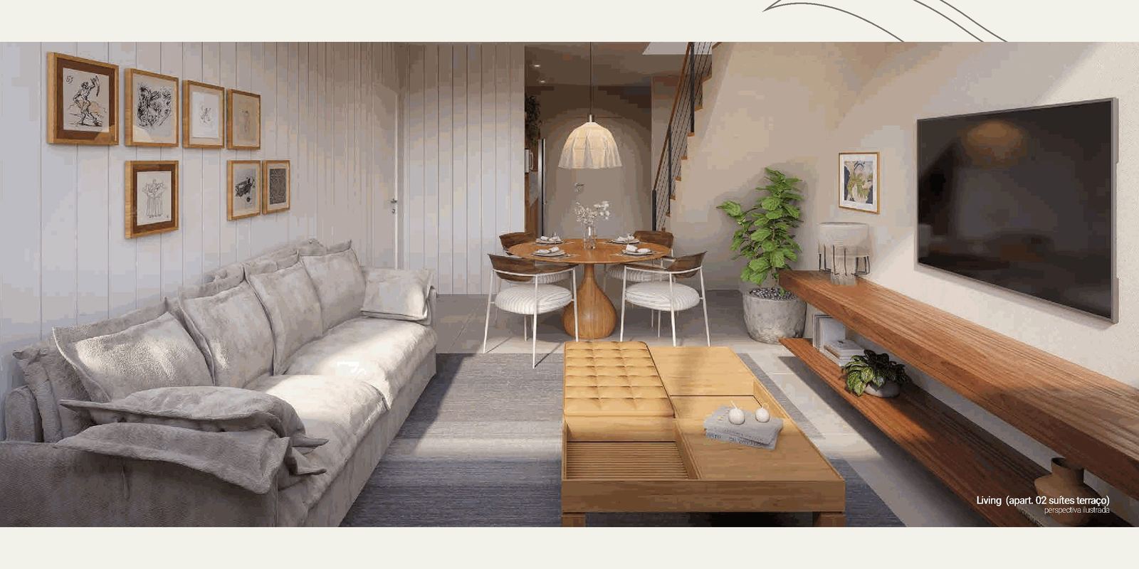 Living apartamento 2 suítes terraço